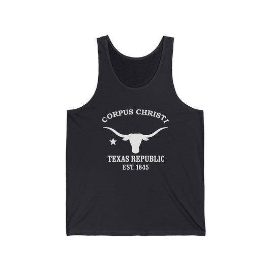 Corpus Christi Texas Vintage Retro Unisex Cotton Jersey Tank Top - White Logo