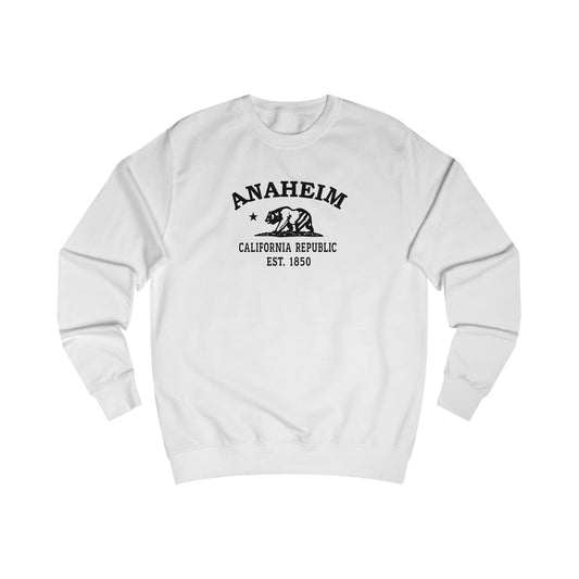 Anaheim California Vintage Retro Premium Crewneck Sweatshirt - Black Logo - Arctic White