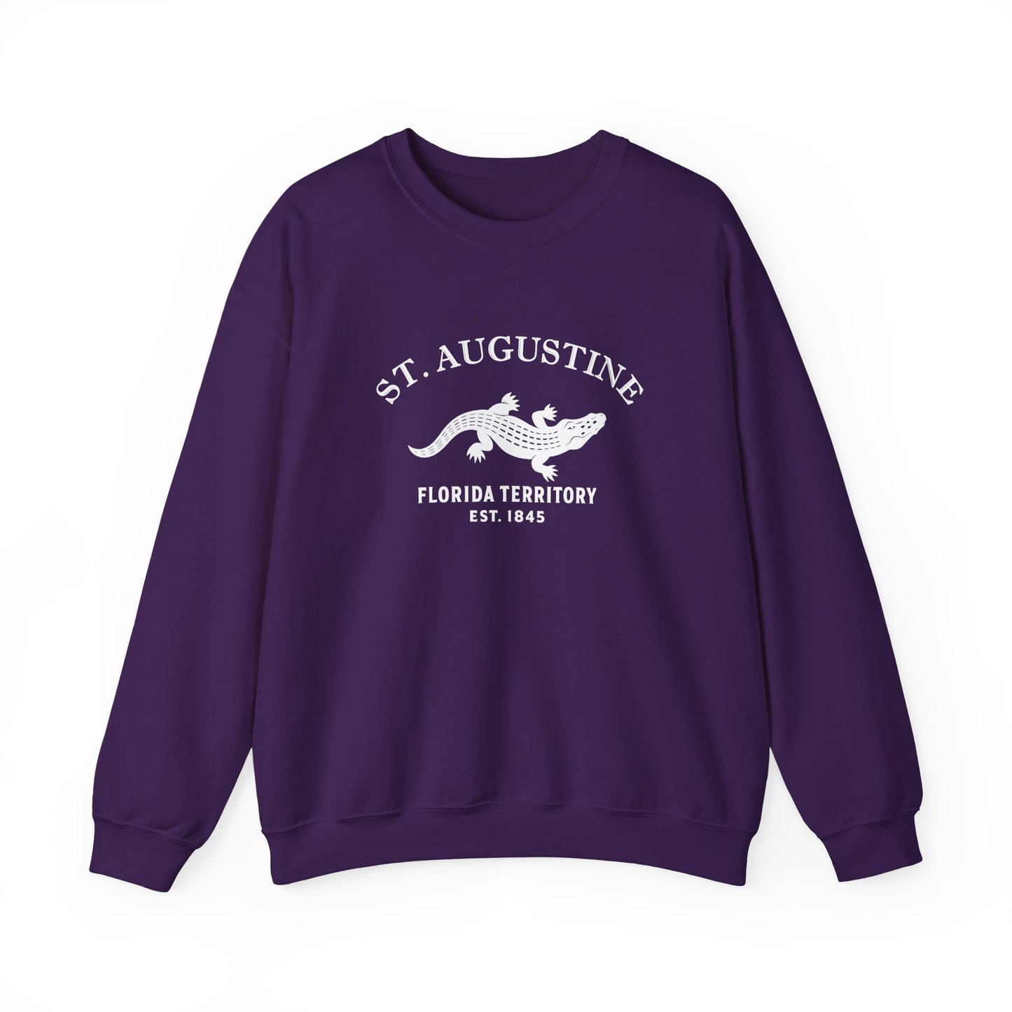 St Augustine Florida Vintage Retro Unisex Heavy Crewneck Sweatshirt - White Logo