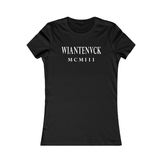 Wiantenuck Vintage Retro Womens Fitted Ringspun Cotton Tee - White Logo