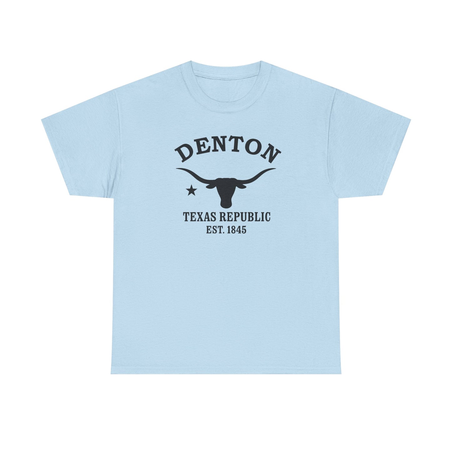 Denton Texas Vintage Retro Unisex Heavy Cotton Tee - Black Logo