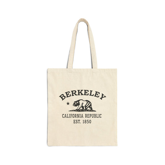 Berkeley California Vintage Retro Cotton Canvas Tote Bag - Black Logo