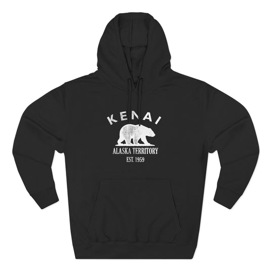Kenai Alaska Vintage Retro Unisex Heavy Cotton Hoodie - White Logo