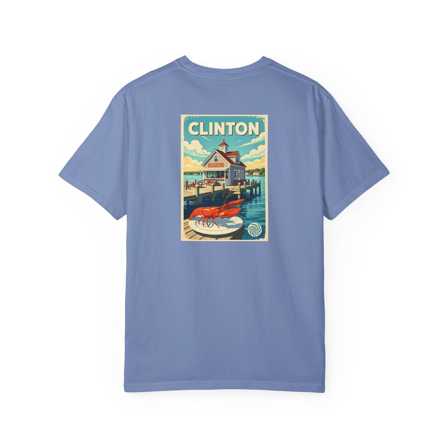 Clinton Connecticut Vintage Retro Back Printed Art Series Cotton Tee - Black Logo