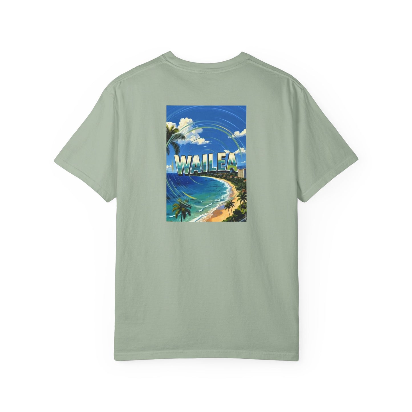 Wailea Hawaii Vintage Retro Back Printed Art Series Cotton Tee - Black Logo