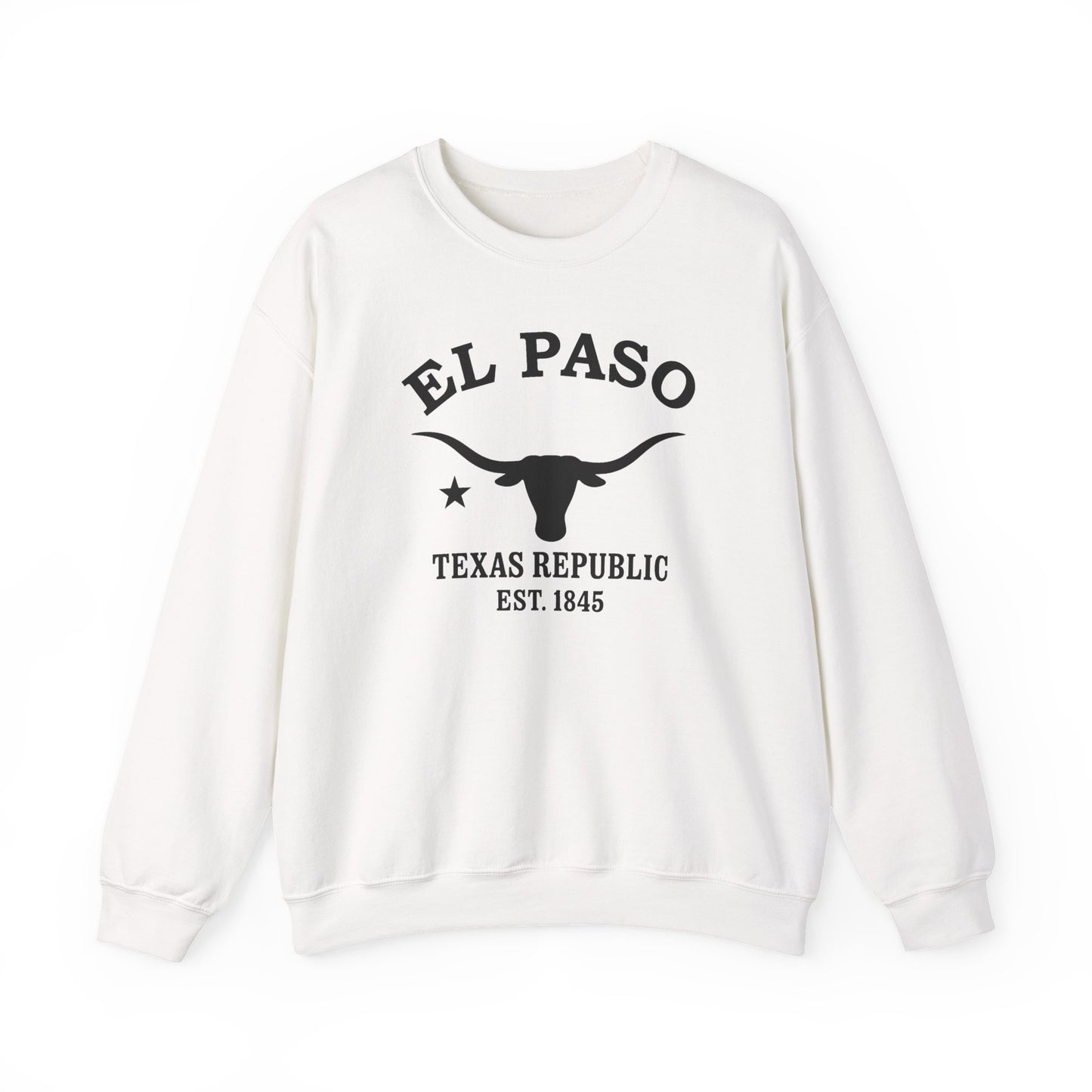 El Paso Texas Vintage Retro Unisex Heavy Crewneck Sweatshirt - Black Logo