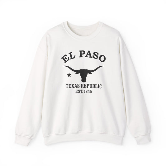 El Paso Texas Vintage Retro Unisex Heavy Crewneck Sweatshirt - Black Logo