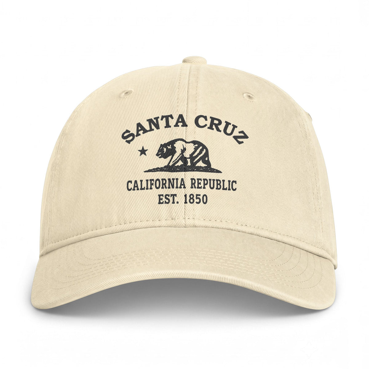 Santa Cruz California Distressed Cotton Cap - Charcoal Print Logo