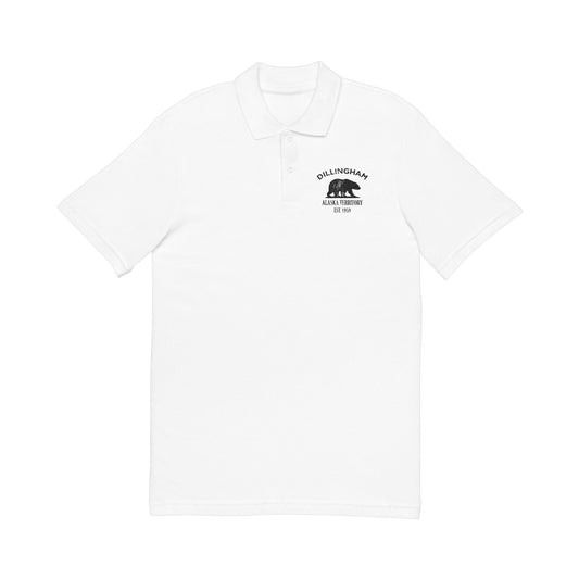 Dillingham Alaska Vintage Retro Unisex Embroidered Cotton Polo - Black Logo