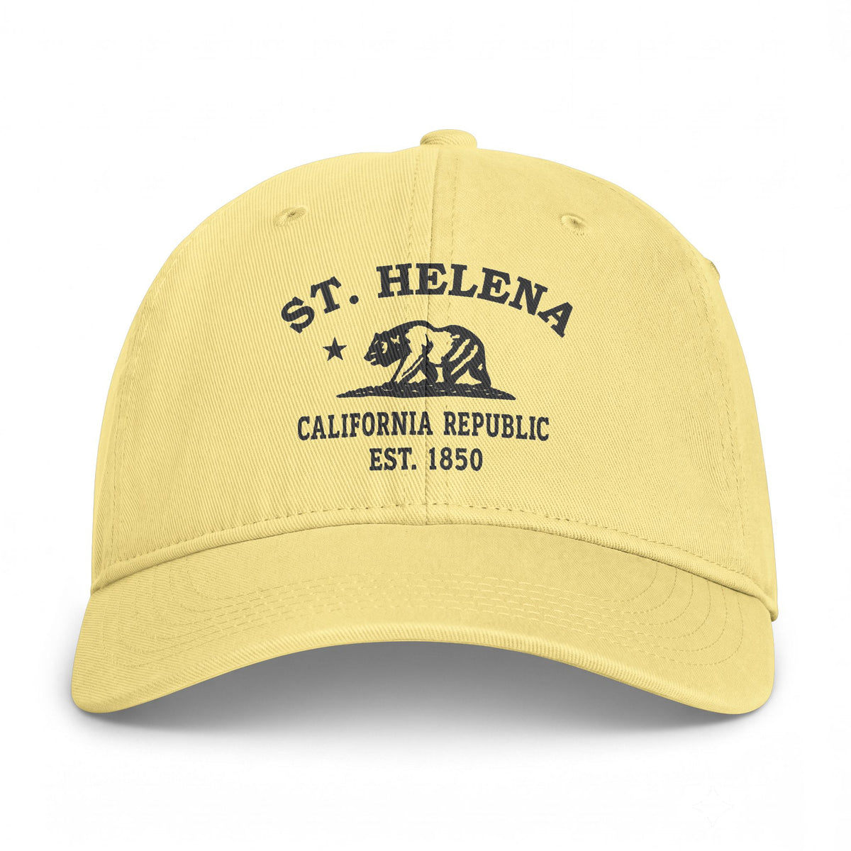 St Helena California Distressed Cotton Cap - Charcoal Print Logo