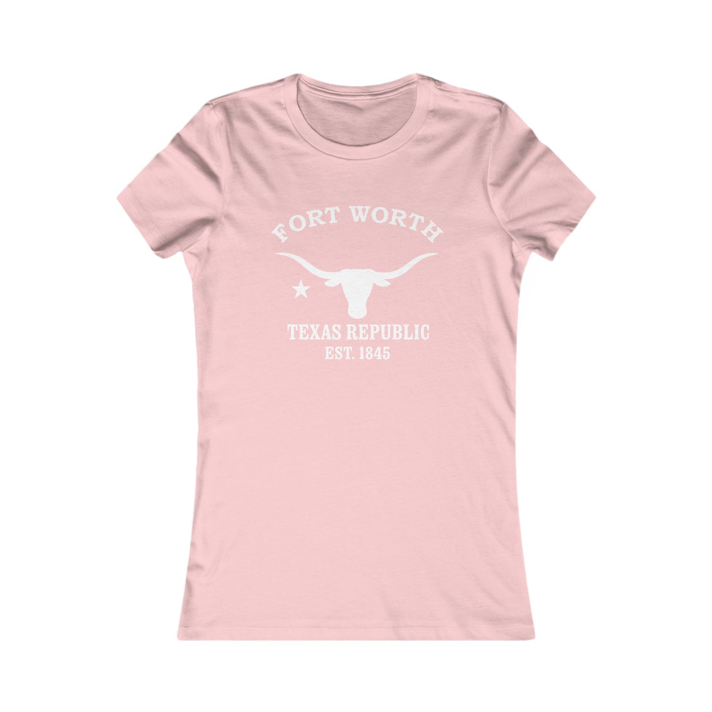 Fort Worth Texas Vintage Retro Womens Fitted Ringspun Cotton Tee - White Logo
