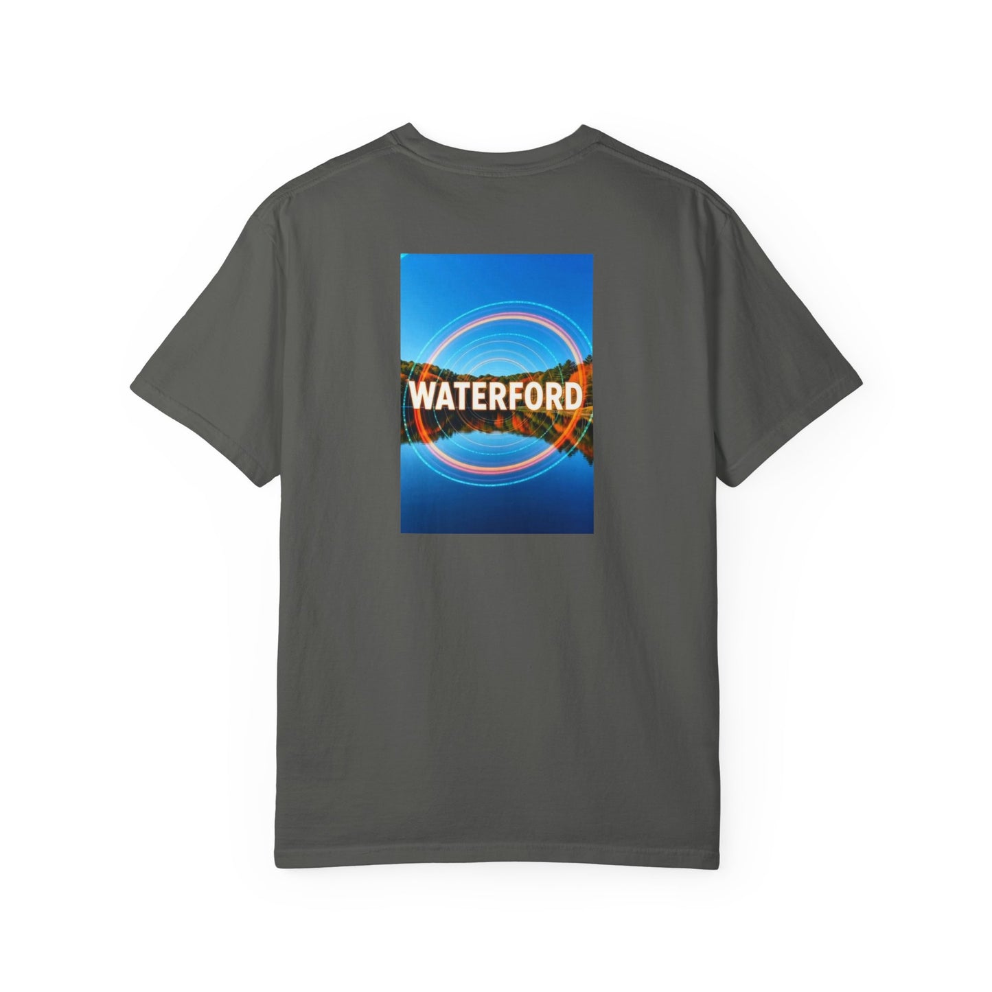 Waterford Connecticut Vintage Retro Back Printed Art Series Cotton Tee - Black Logo