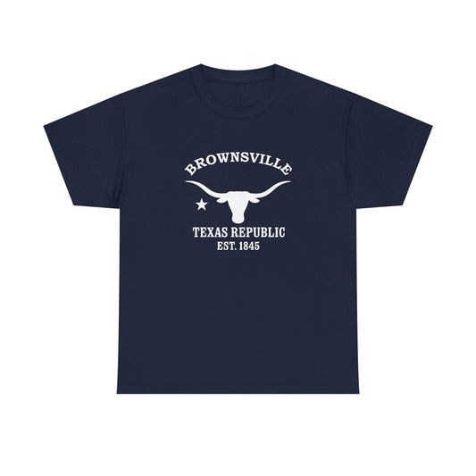 Brownsville Texas Vintage Retro Unisex Heavy Cotton Tee - White Logo