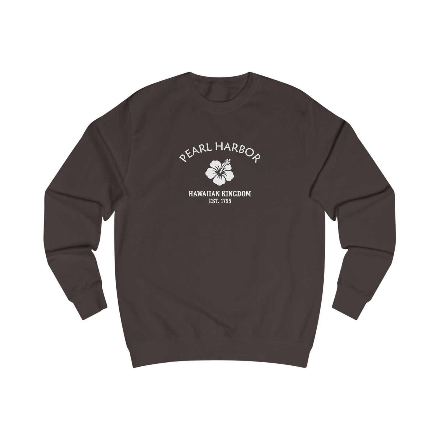 Pearl Harbor Hawaii Vintage Retro Premium Crewneck Sweatshirt - White Logo - Bottle Green