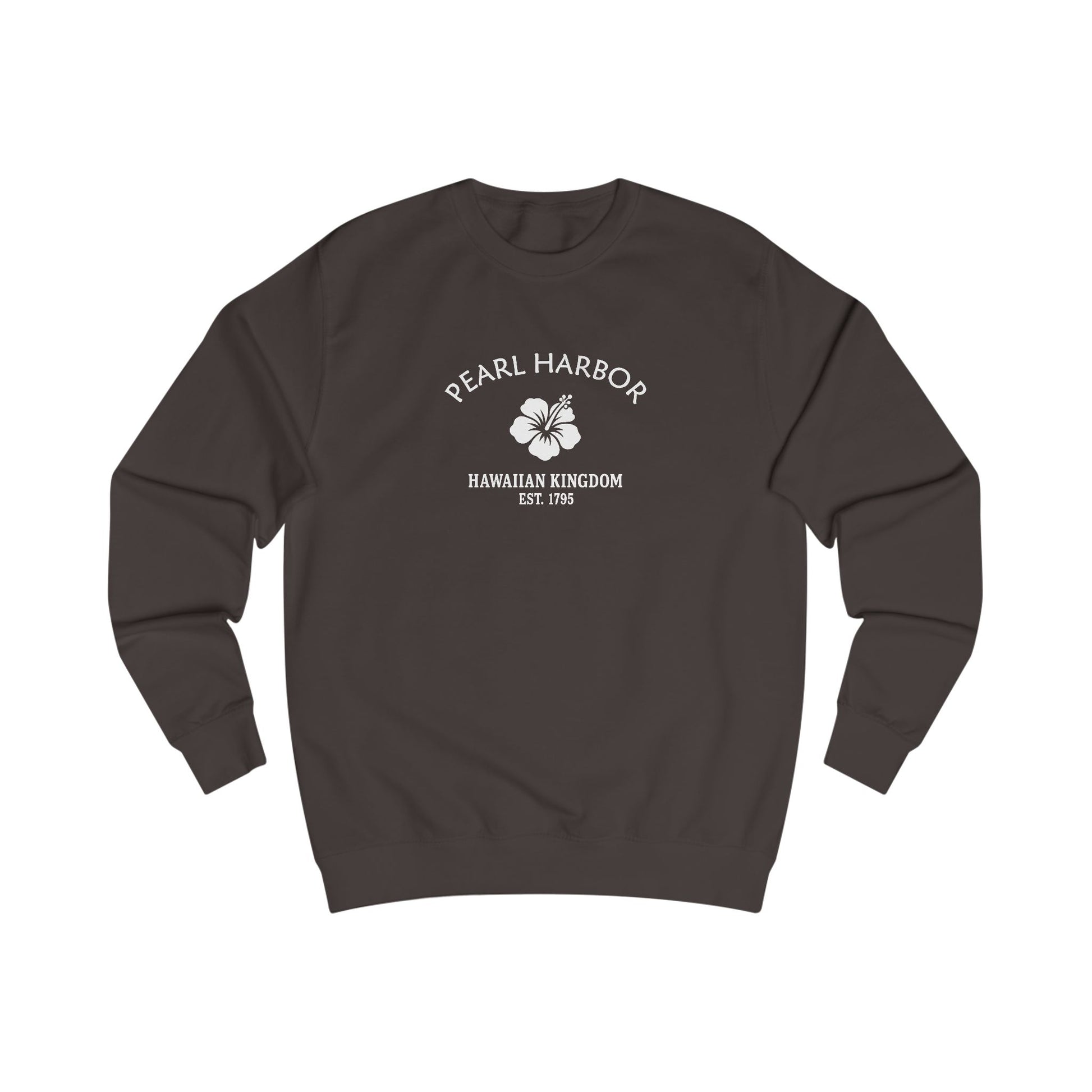 Pearl Harbor Hawaii Vintage Retro Premium Crewneck Sweatshirt - White Logo - Bottle Green