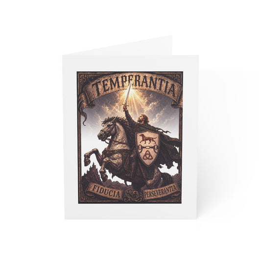 №108 Knight Crest Blank Card Set · Live Your Best Knight · Temperantia Fiducia Perseverantia