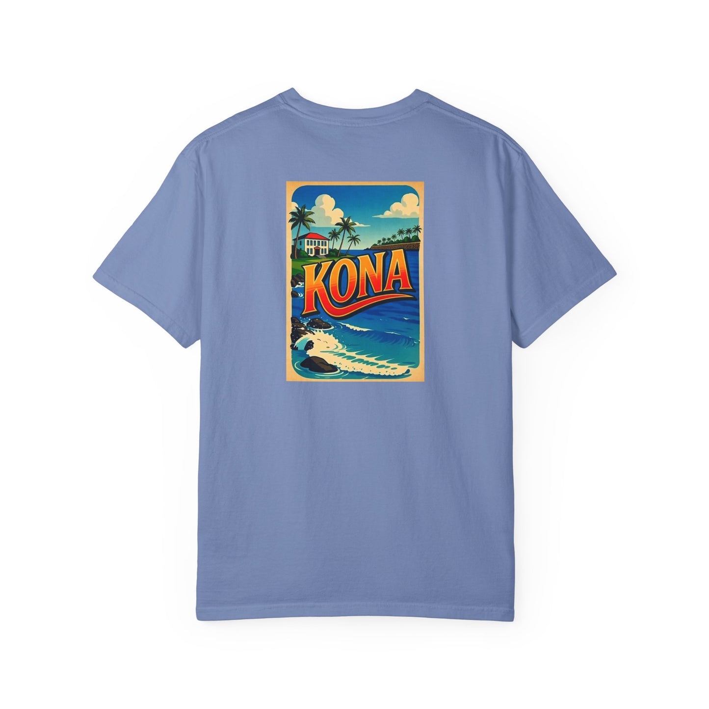 Kona Hawaii Vintage Retro Back Printed Art Series Cotton Tee - Black Logo