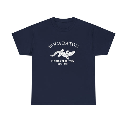 Boca Raton Florida Vintage Retro Unisex Heavy Cotton Tee - White Logo
