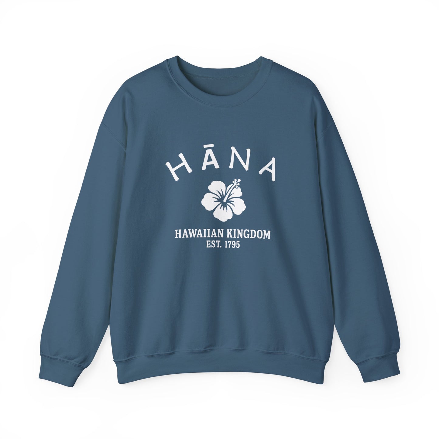 Hana Hawaii Vintage Retro Unisex Heavy Crewneck Sweatshirt - White Logo