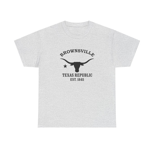 Brownsville Texas Vintage Retro Unisex Heavy Cotton Tee - Black Logo