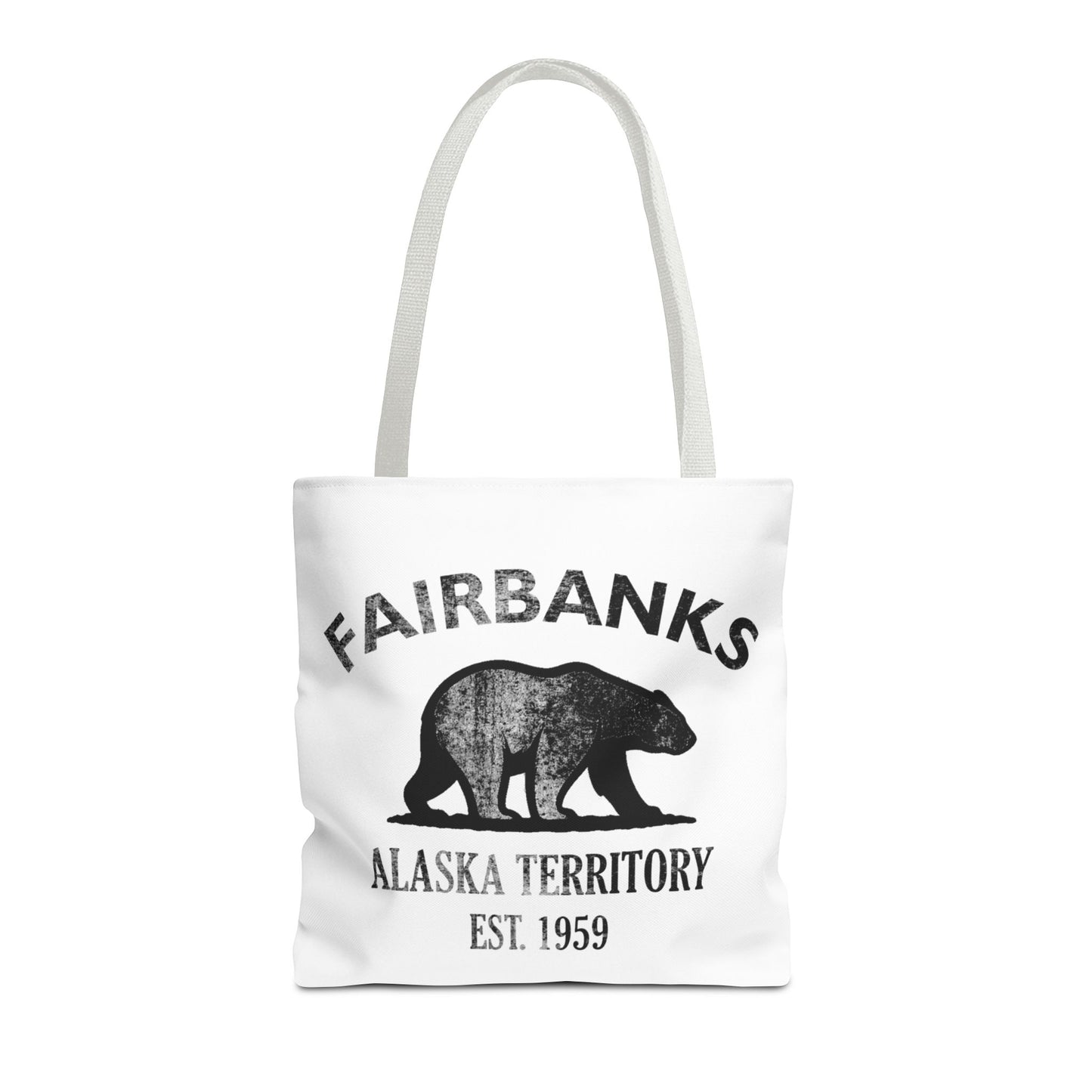 Fairbanks Alaska Vintage Retro Light Canvas Tote - Black Logo