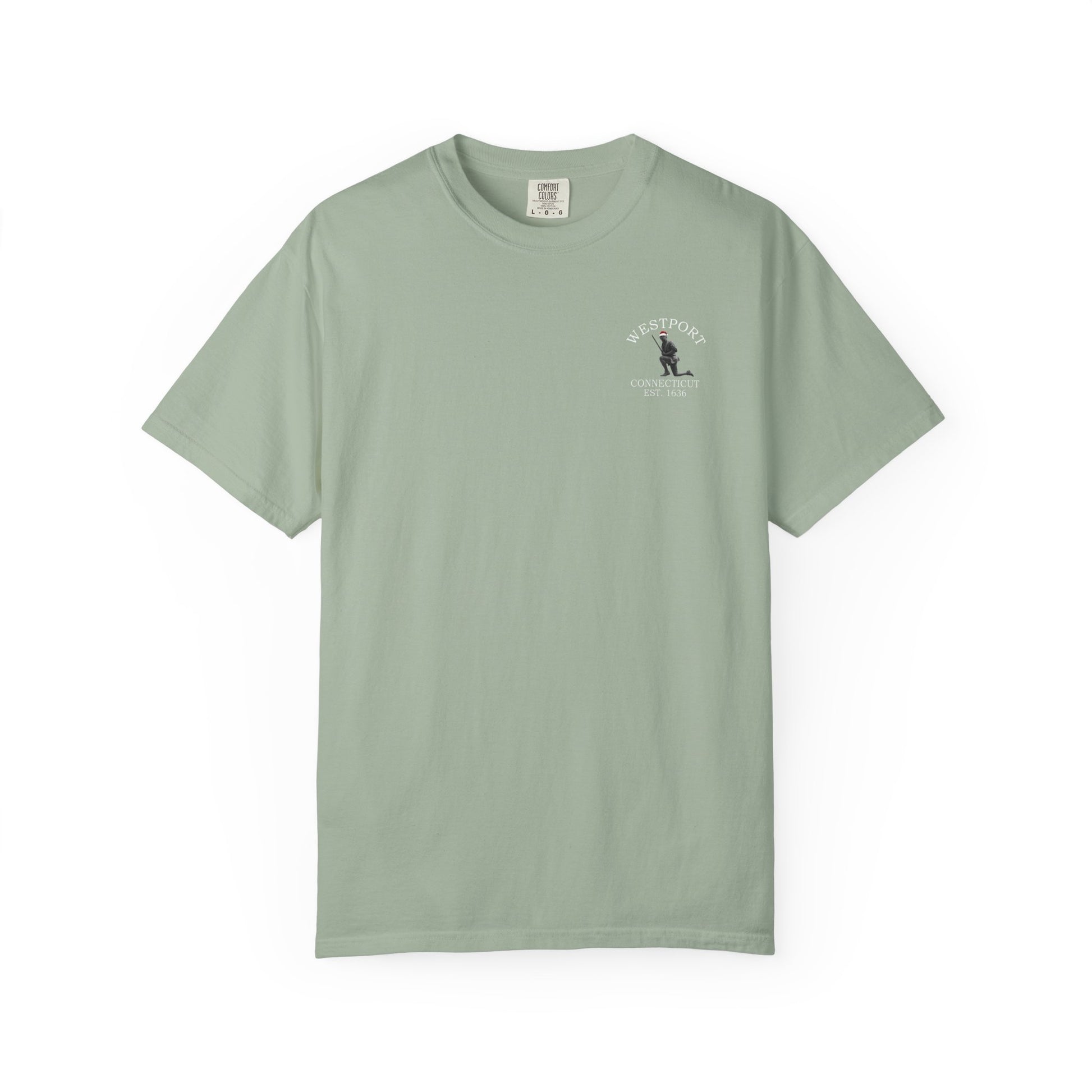 Rowayton Connecticut Vintage Retro Minuteman Holiday Cotton Tee - White Logo - Espresso
