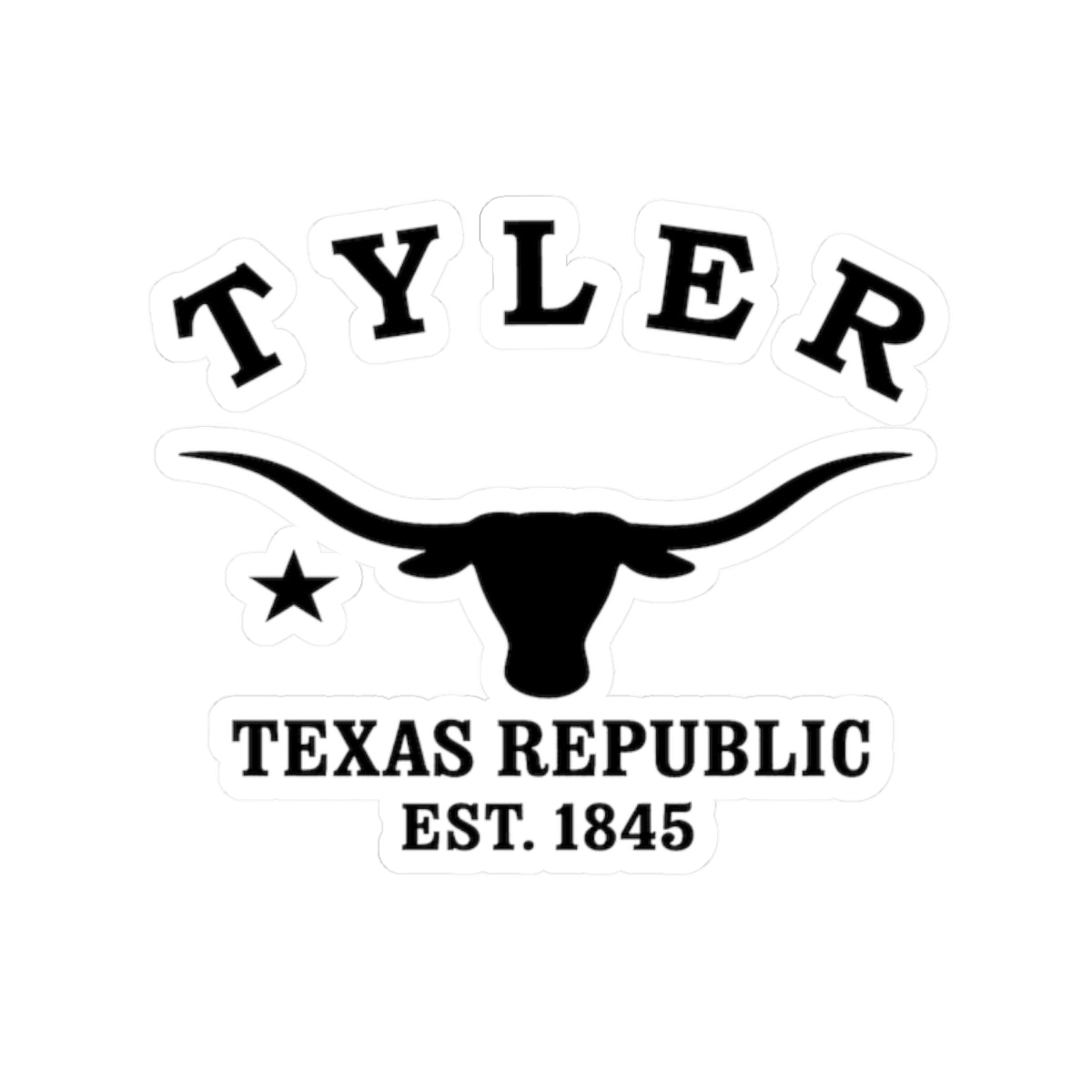Tyler Texas Vintage Retro Vinyl Sticker - Black Logo