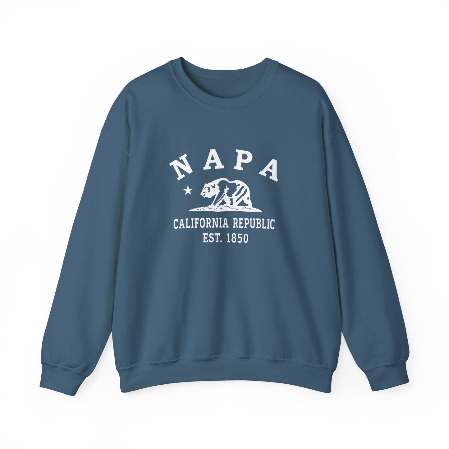 Napa California Vintage Retro Unisex Heavy Crewneck Sweatshirt - White Logo