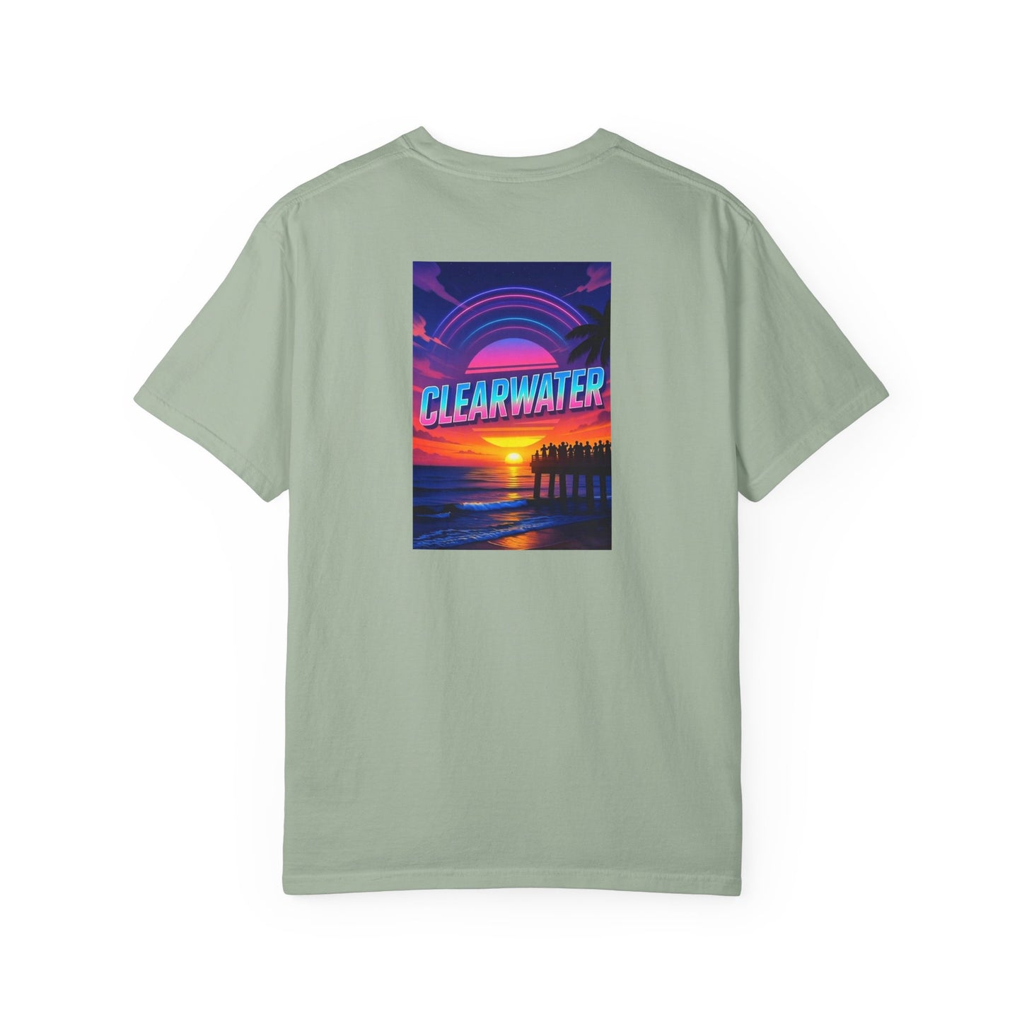 Clearwater Florida Vintage Retro Back Printed Art Series Cotton Tee - Black Logo