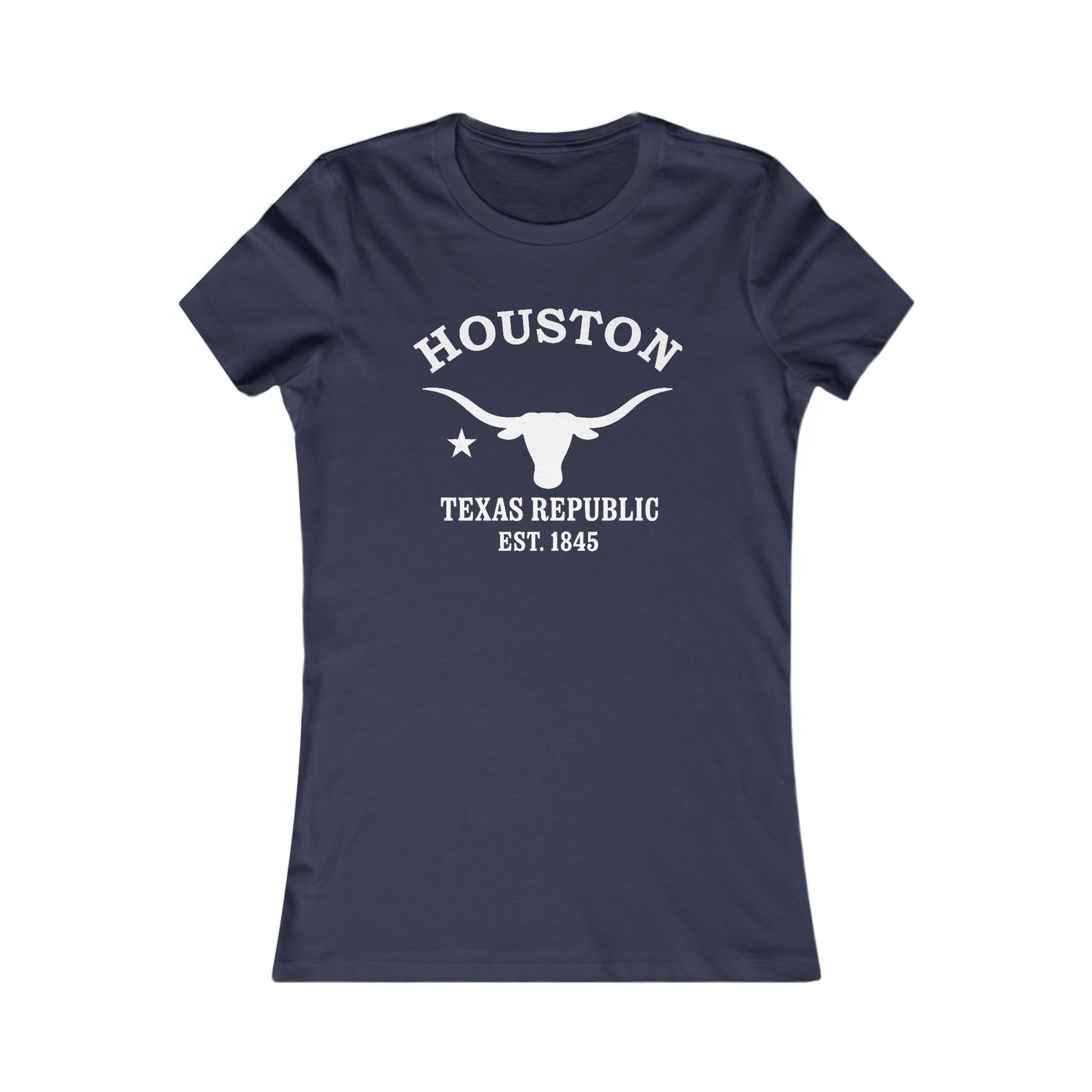 Houston Texas Vintage Retro Womens Fitted Ringspun Cotton Tee - White Logo