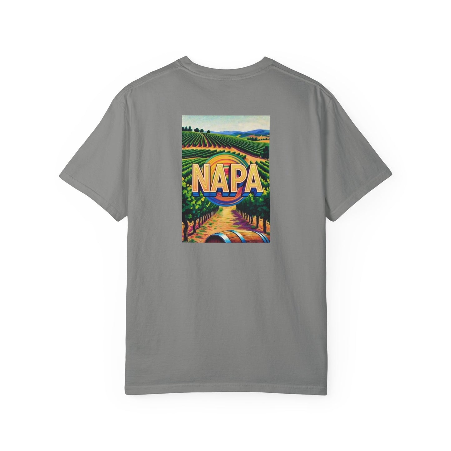 Napa California Vintage Retro Back Printed Art Series Cotton Tee - Black Logo