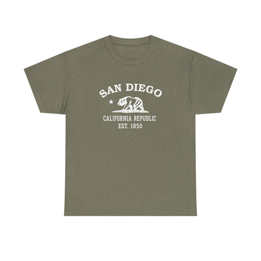 San Diego California Vintage Retro Unisex Heavy Cotton Tee - White Logo