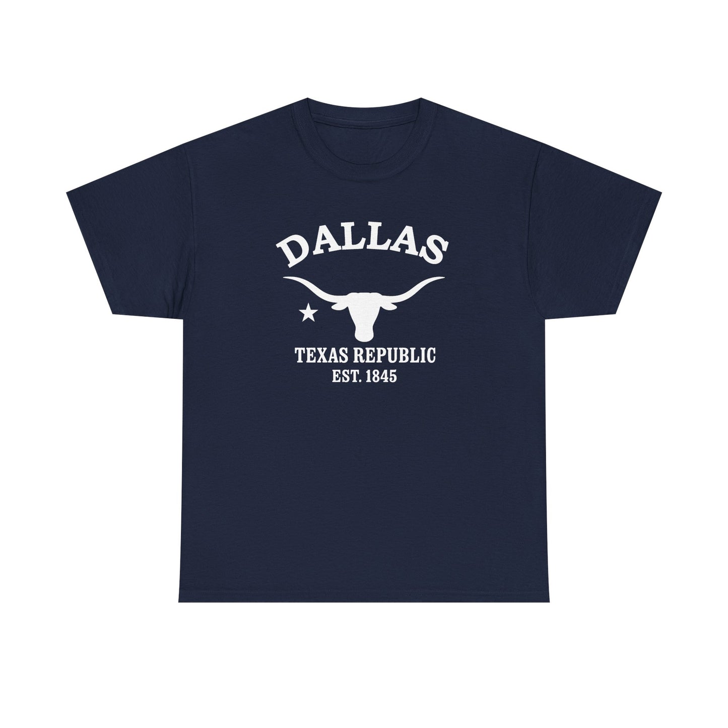 Dallas Texas Vintage Retro Unisex Heavy Cotton Tee - White Logo