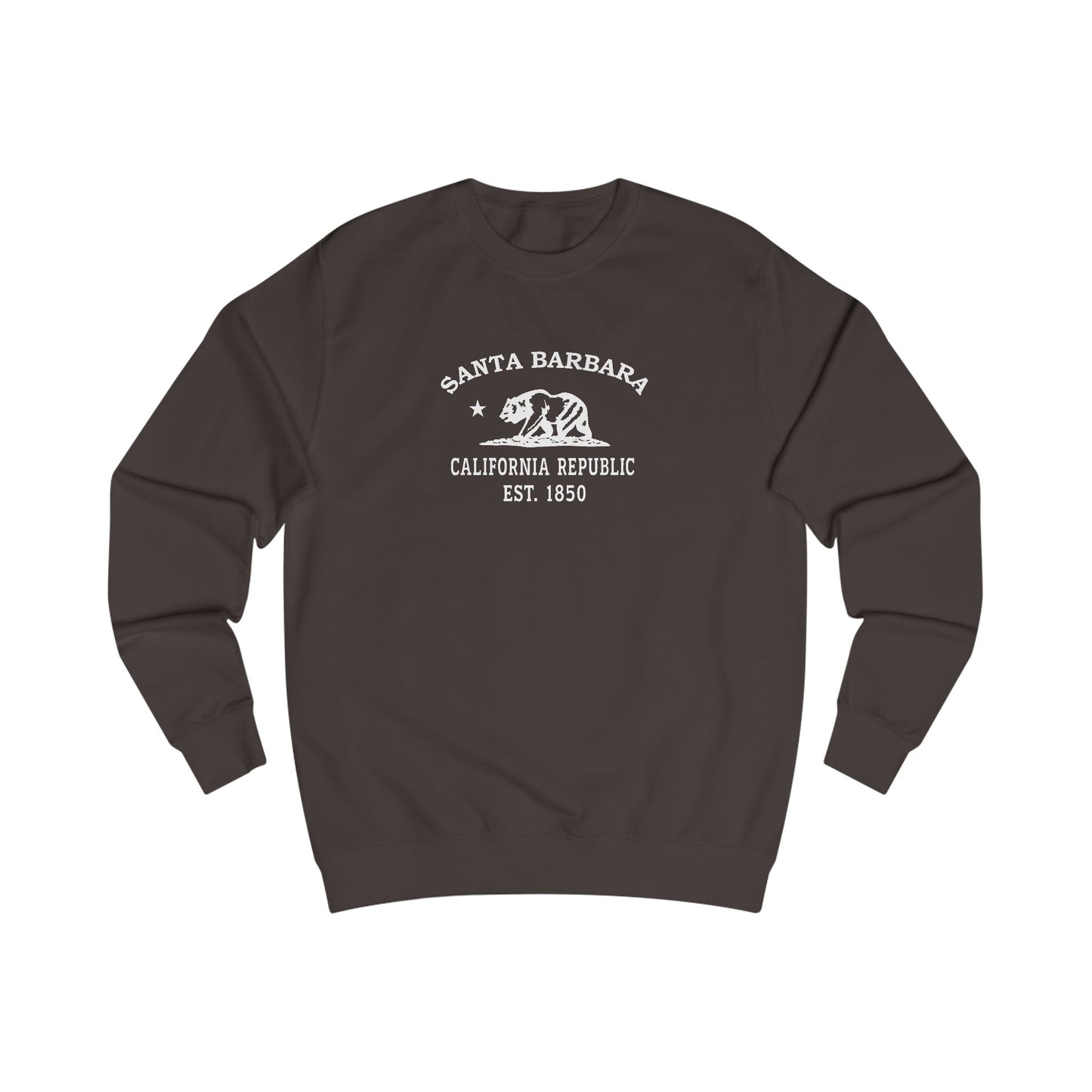Santa Barbara California Vintage Retro Premium Crewneck Sweatshirt - White Logo - Bottle Green