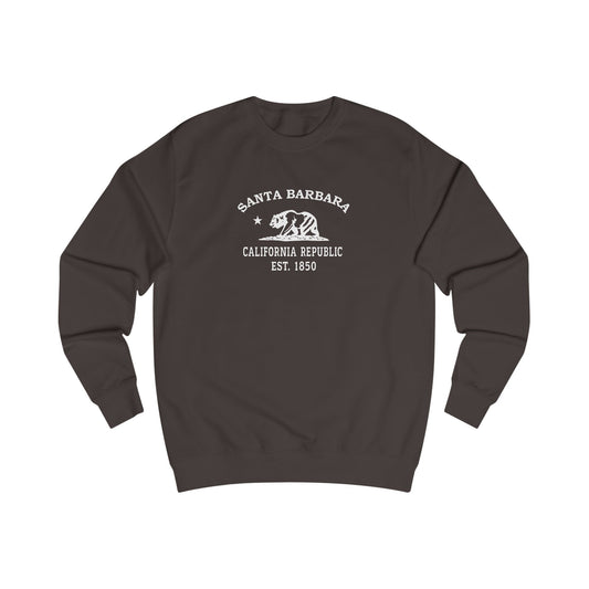 Santa Barbara California Vintage Retro Premium Crewneck Sweatshirt - White Logo - Bottle Green