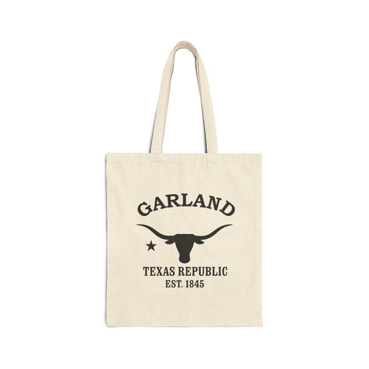 Garland Texas Vintage Retro Cotton Canvas Tote Bag - Black Logo