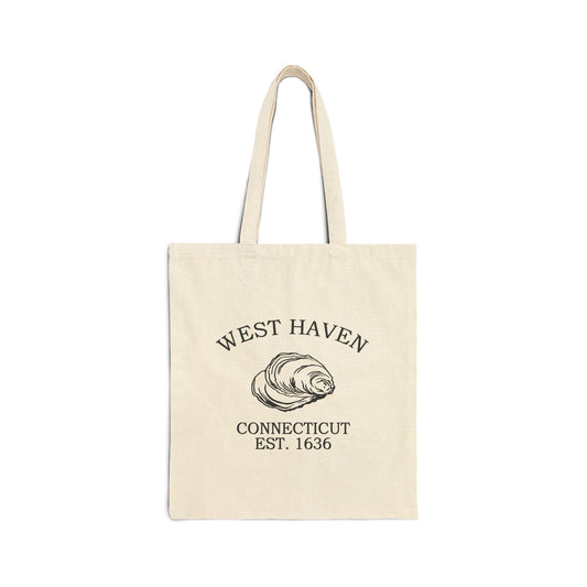 West Haven Connecticut Vintage Retro Cotton Canvas Tote Bag - Black Logo