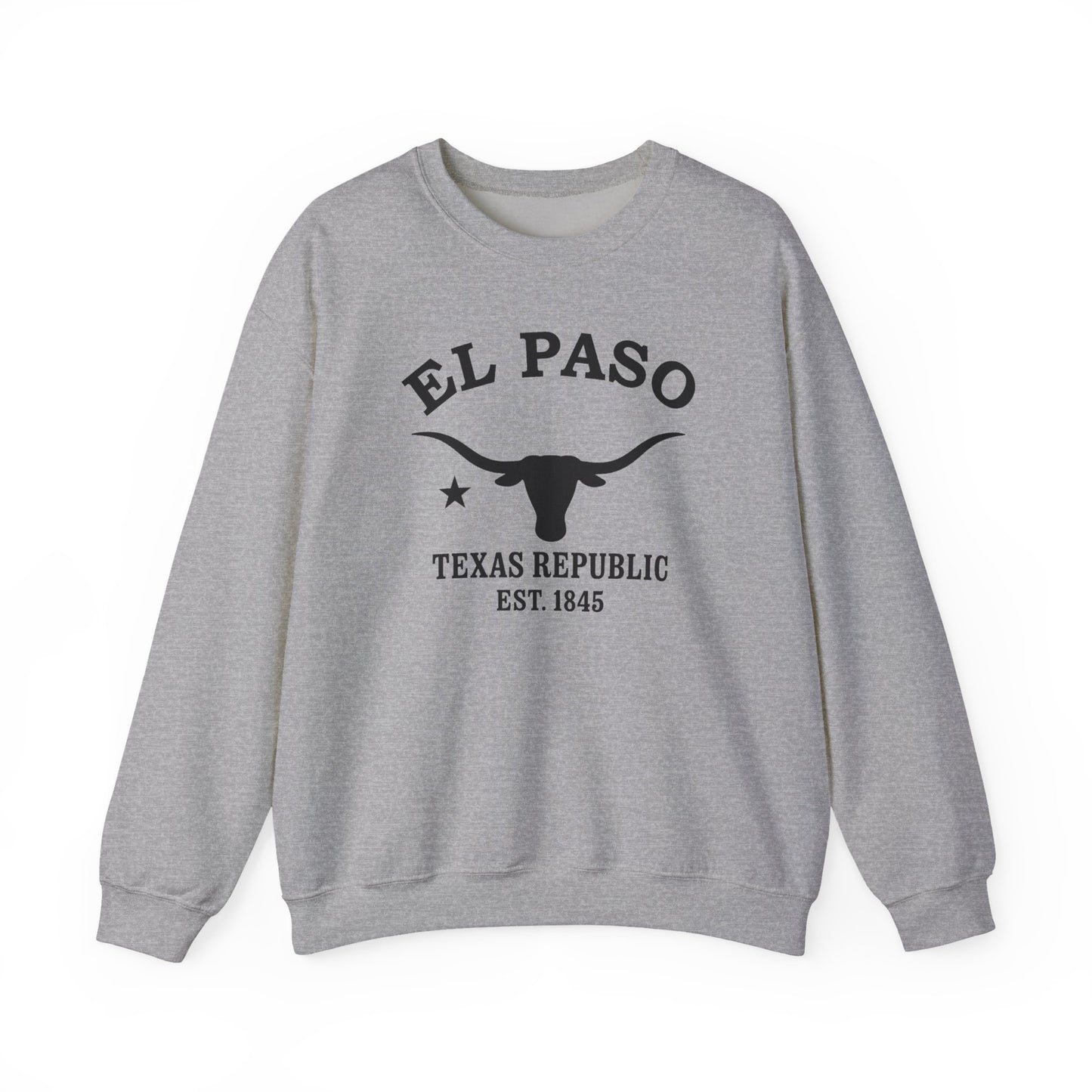 El Paso Texas Vintage Retro Unisex Heavy Crewneck Sweatshirt - Black Logo