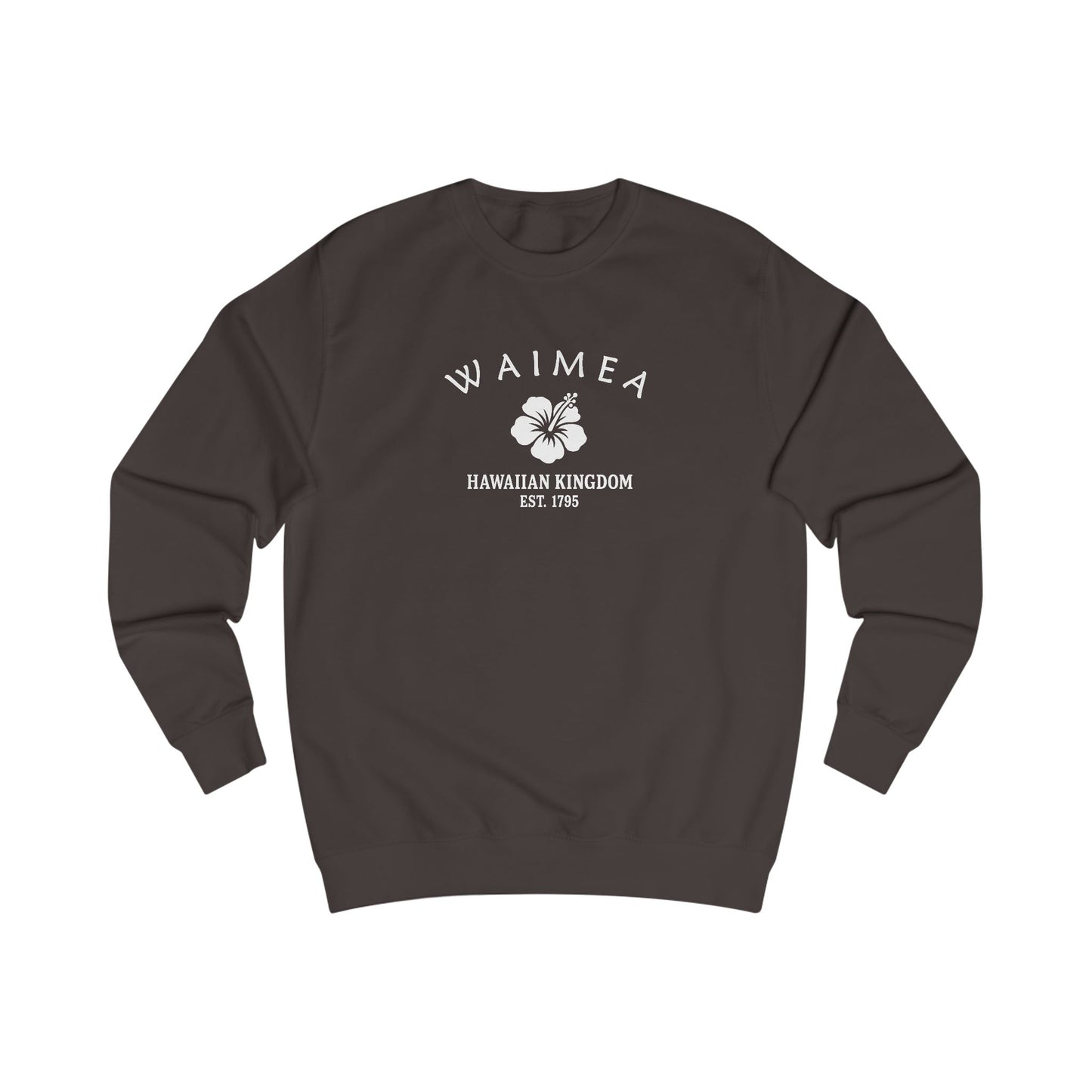 Waimea Hawaii Vintage Retro Premium Crewneck Sweatshirt - White Logo - Bottle Green