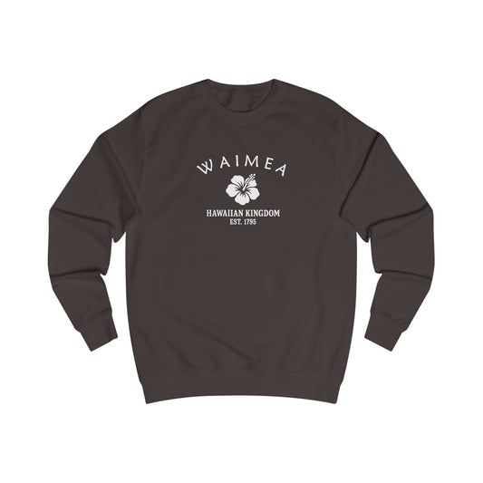 Waimea Hawaii Vintage Retro Premium Crewneck Sweatshirt - White Logo - Bottle Green