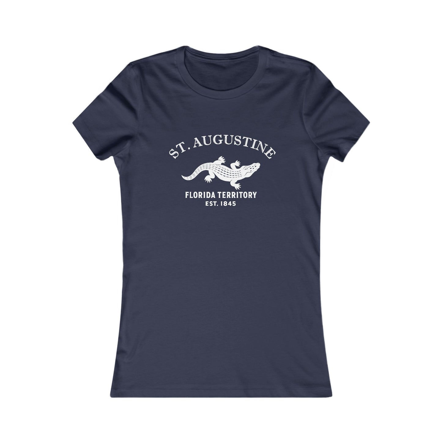 St Augustine Florida Vintage Retro Womens Fitted Ringspun Cotton Tee - White Logo