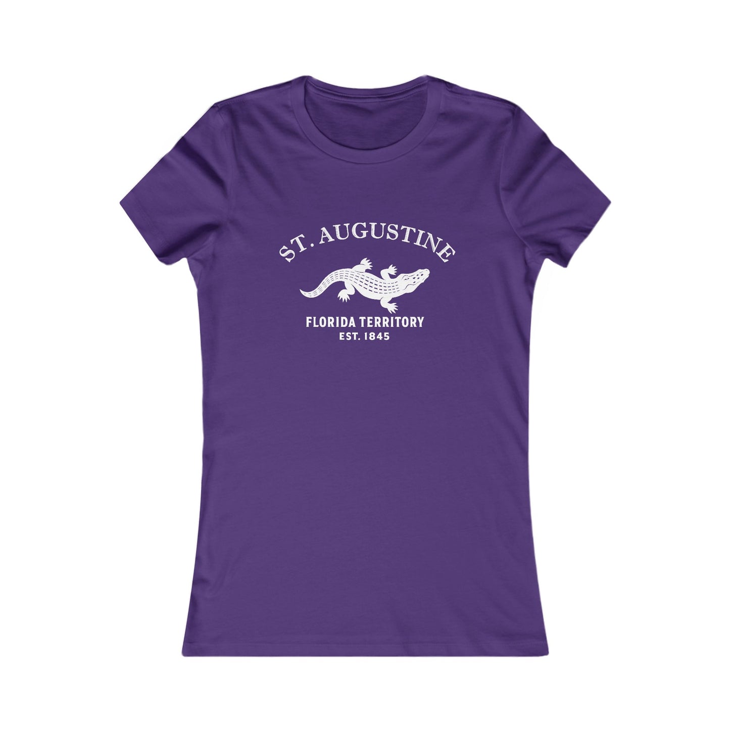 St Augustine Florida Vintage Retro Womens Fitted Ringspun Cotton Tee - White Logo