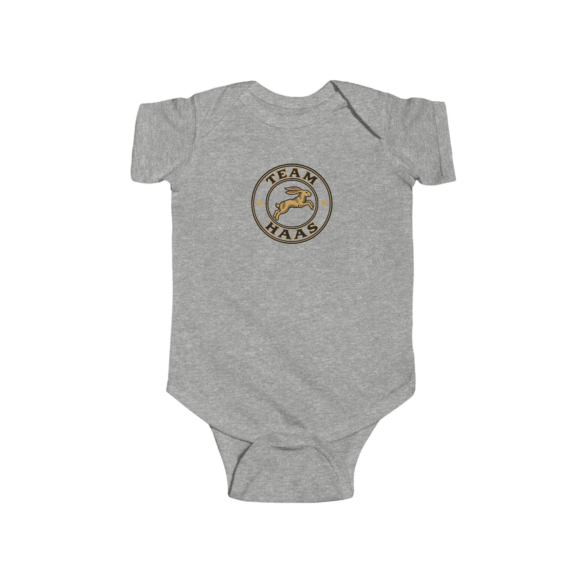 Team Haas Baby Bodysuit | Leaping Hare Seal Onesie | Haas Family Baby Shower Gift | First-Round Draft Pick