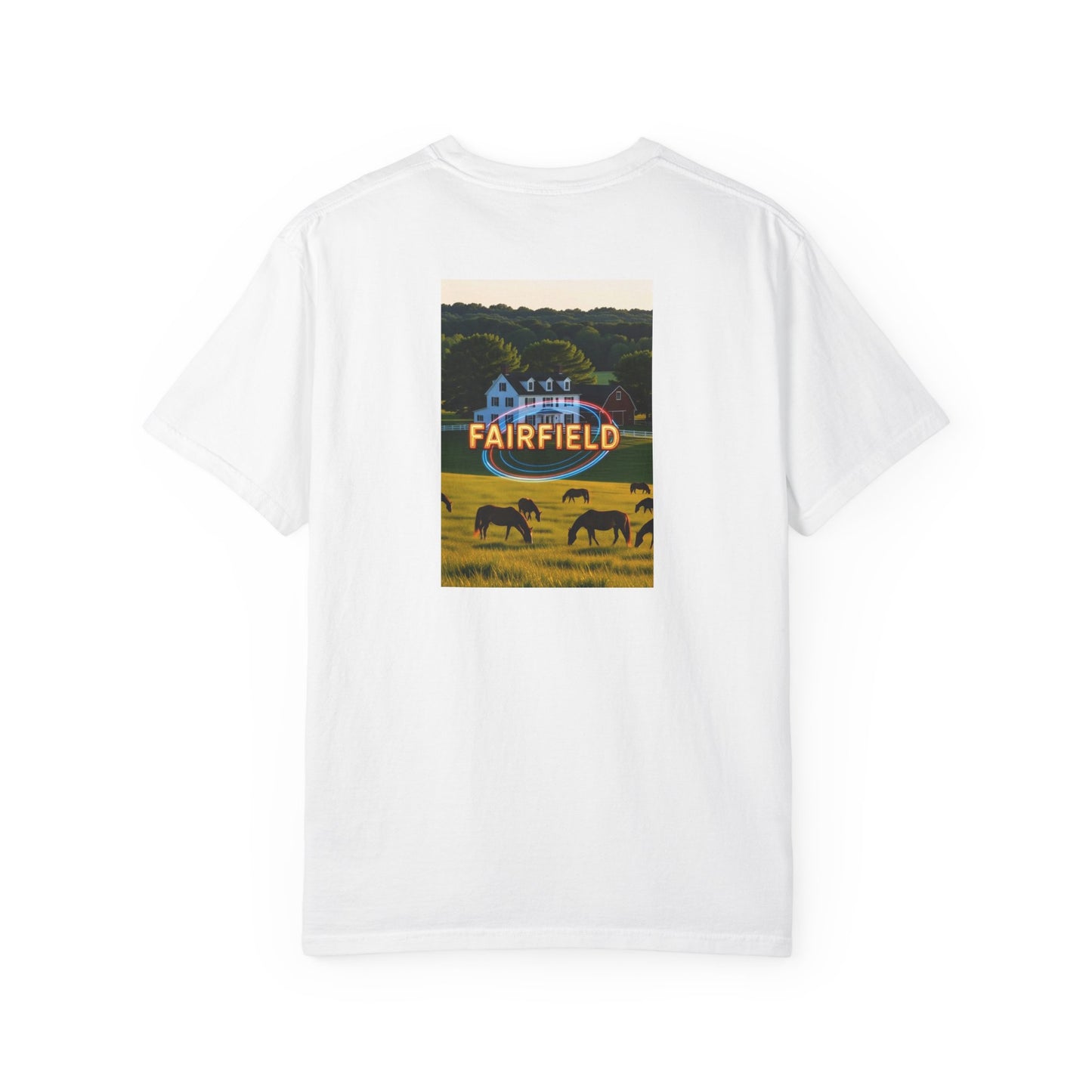 Fairfield Connecticut Vintage Retro Back Printed Art Series Cotton Tee - Black Logo