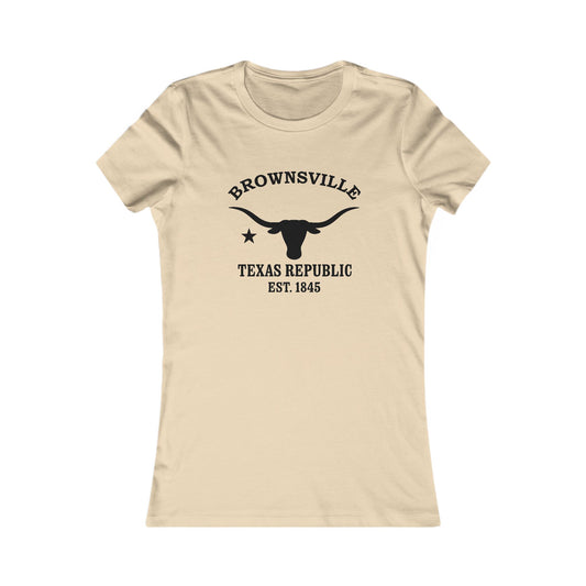 Brownsville Texas Vintage Retro Womens Fitted Ringspun Cotton Tee - Black Logo