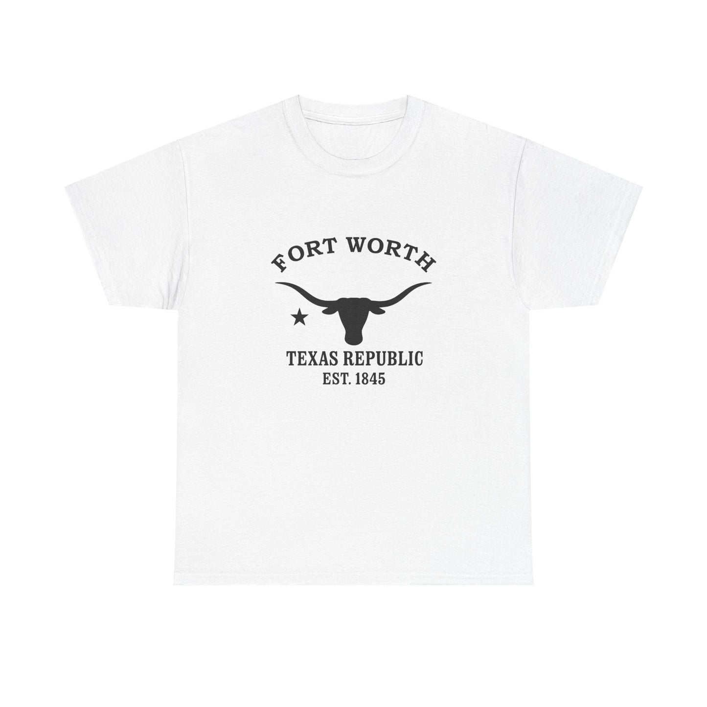 Fort Worth Texas Vintage Retro Unisex Heavy Cotton Tee - Black Logo