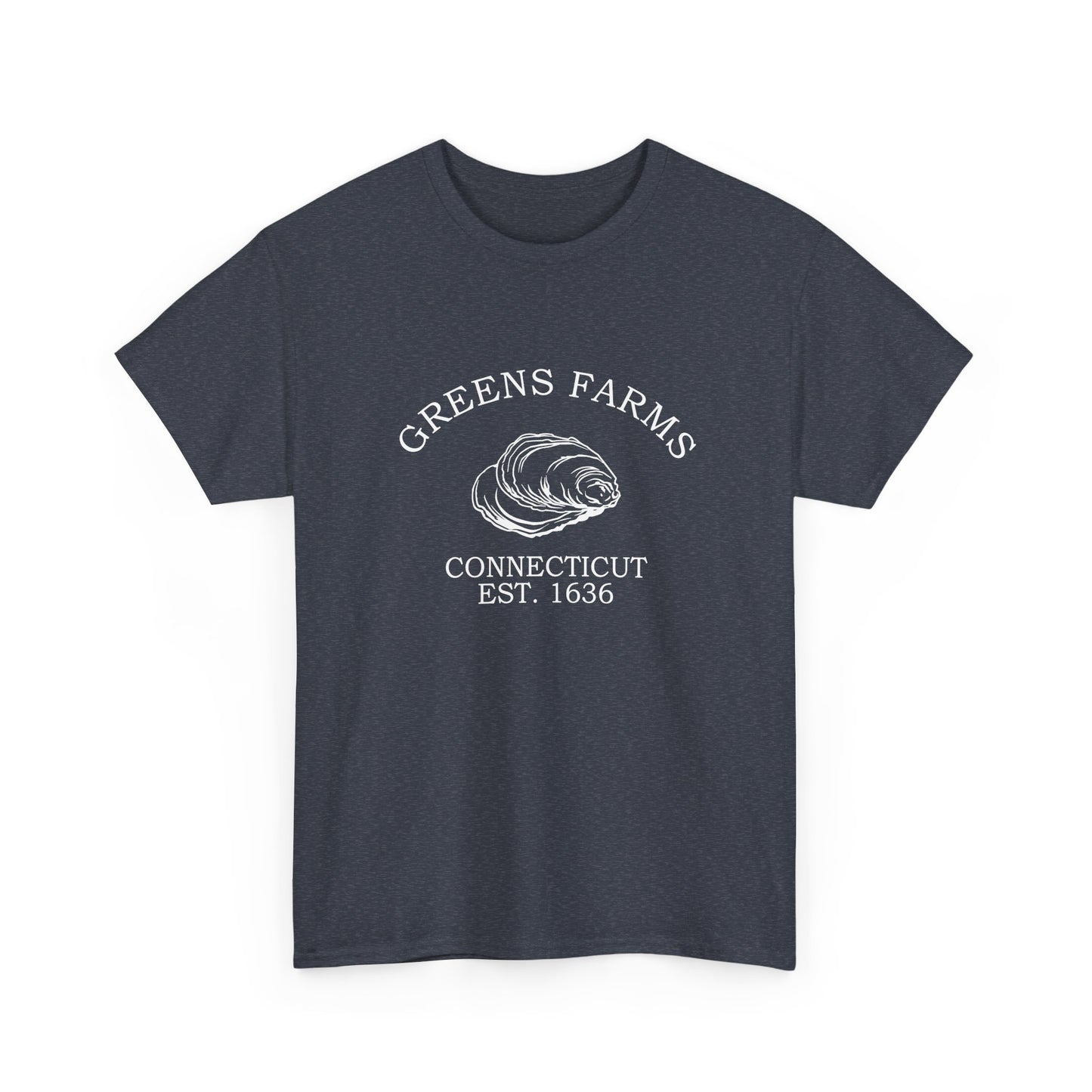 Greens Farms Connecticut Vintage Retro Unisex Heavy Cotton Tee - White Logo