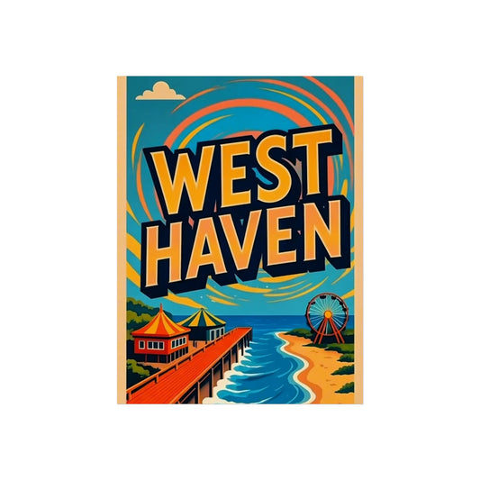 West Haven Connecticut Vintage Style Giclée Print Art Series Poster, 24" x 32" (Vertical)