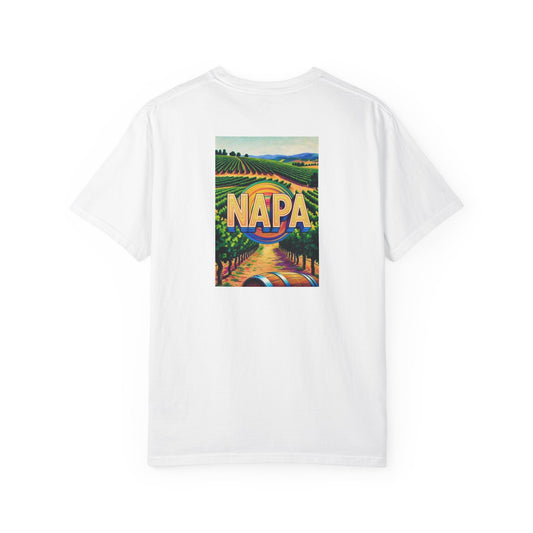 Napa California Vintage Retro Back Printed Art Series Cotton Tee - Black Logo