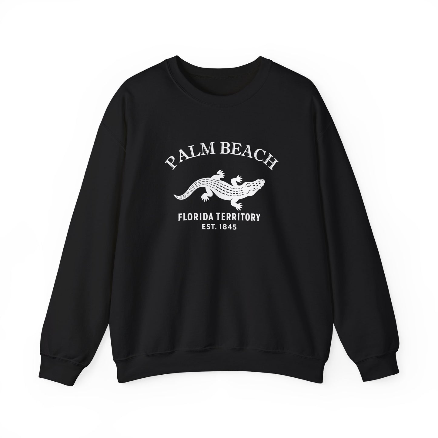 Palm Beach Florida Vintage Retro Unisex Heavy Crewneck Sweatshirt - White Logo